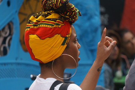 La Havana, Cuba, January 08, 2017: afrocaribbean and rasta street culture in Callejon de Hamel in La Havana. There is a famous street by rasta and black culture in La Havanaのeditorial素材