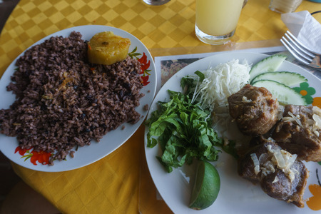 Congri, Rice with beans and meat, a typical dish of Cuban foodの写真素材