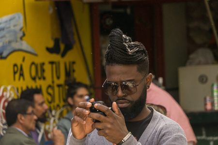 La Havana, Cuba, January 08, 2017:  Local man on a party in artistic Callejon de Hamel street in Havanaのeditorial素材