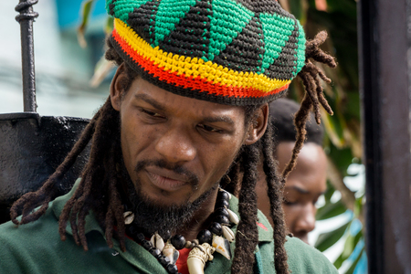 La Havana, Cuba, January 08, 2017: afrocaribbean and rasta street culture in Callejon de Hamel in La Havana. There is a famous street by rasta and black culture in La Havanaのeditorial素材