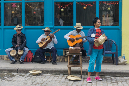 La Havana, Cuba, January 09, 2017: cuban music group on streetのeditorial素材