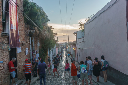 Trinidad, Cuba, January 3, 2017: street view of trinidad. Touristic place from Cubaのeditorial素材