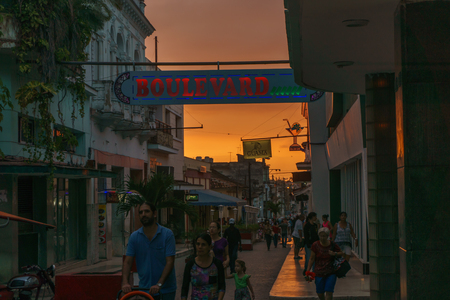 Santa Clara, Cuba, January 5, 2017:  Boulevard outdoors view during sunset in Santa Clara, one of the most touristic parts in cityのeditorial素材