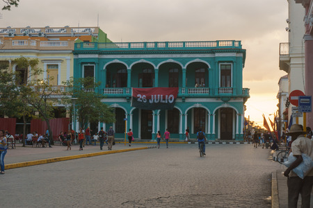 Santa Clara, Cuba, January 5, 2017: General street view around the central park. General travel imageryのeditorial素材