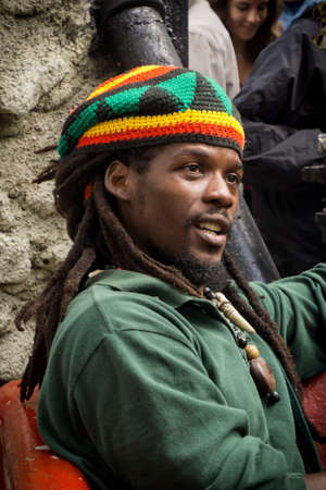 La Havana, Cuba, January 08, 2017:  Local man on a party in artistic Callejon de Hamel street in Havanaのeditorial素材