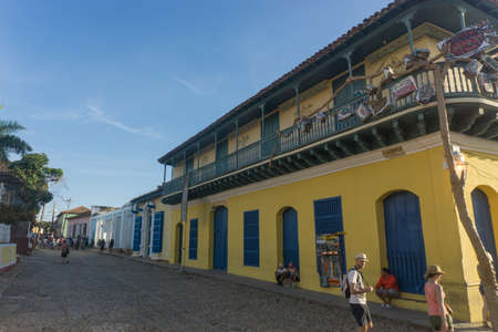 Trinidad, Cuba, January 3, 2017: street view of trinidad. Touristic place from Cubaのeditorial素材