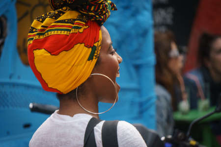 La Havana, Cuba, January 08, 2017: afrocaribbean and rasta street culture in Callejon de Hamel in La Havana. There is a famous street by rasta and black culture in La Havanaのeditorial素材