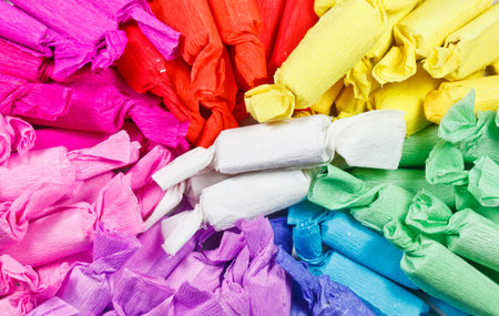 The pile of Thai style candies wrapped with colorful papers