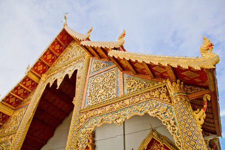 The Thai style church in Phra Singha temple, Chiang Mai province, Thailand
