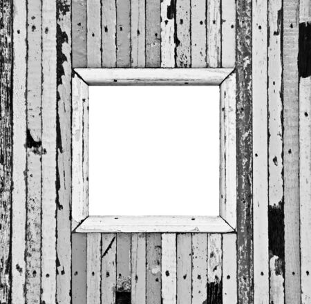 The isolated image of the black and white wooden picture frameの写真素材