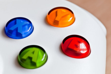 The closeup image of The colorful buttons on the gaming controller