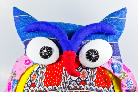The closeup image of the colorful owl dollの写真素材