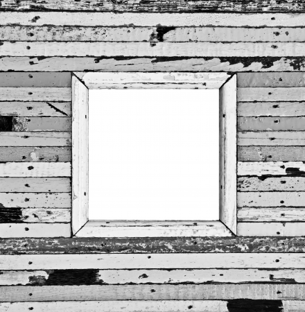 The isolated image of the black and white wooden picture frameの写真素材