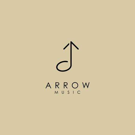 music with arrow logo mono-line or line art styleのイラスト素材