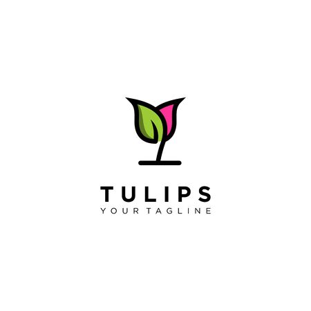Tulips flower logo with modern style for cosmetics or beauty spa logo templateのイラスト素材