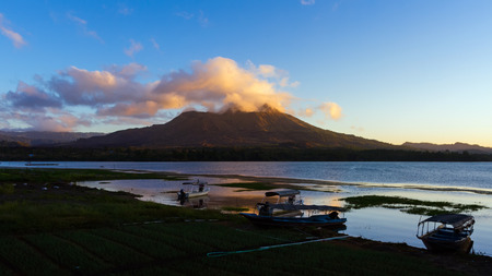 First light on Mount Baturの写真素材