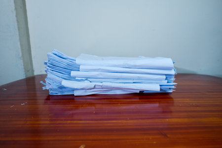 stack of papers on the table in the office, business concept.の写真素材