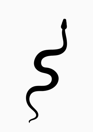 Black silhouette snake. Isolated symbol or icon snake on white background. Abstract sign snake. Vector illustration.のイラスト素材