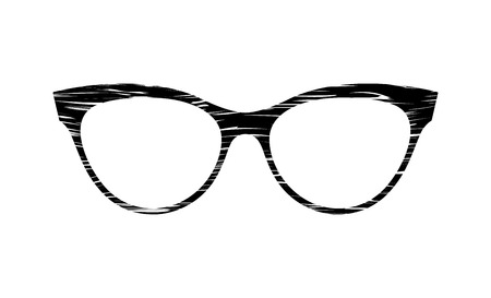 Glasses grunge texture vector. Accessory art black collection cool flat design. Elegant spectacles white background.のイラスト素材