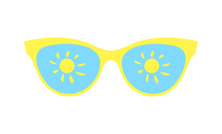 Sun glasses vector isolated. Vacation summer. Women's sunglasses, women's accessory. Summer season, the sea, the beach. Vector illustration on white background.のイラスト素材