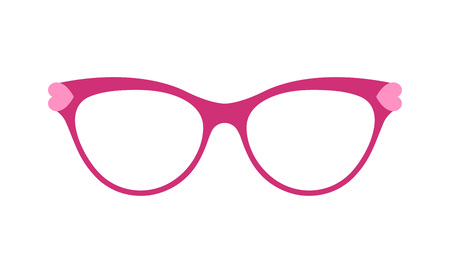 Glasses with heart vector. Women's sunglasses, women's accessory. Accessory art black collection cool flat design. Elegant spectacles white background.のイラスト素材