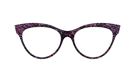 Black glasses colored spots texture. Accessory Art Collection cool flat design. Elegant glasses in black frame. Vector illustration on white background.のイラスト素材