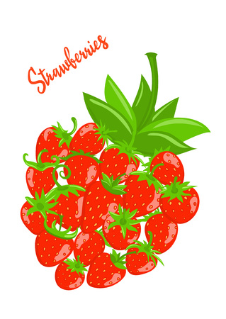 Strawberry vector with leaves. Set of berries on a white background.のイラスト素材