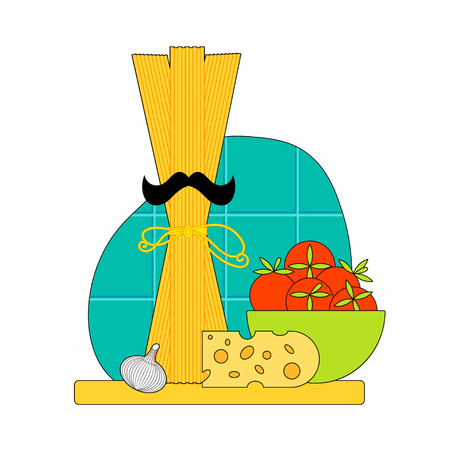 Pasta vector image. Cooking spaghetti illustration. Concept for recipes. Flat design.のイラスト素材