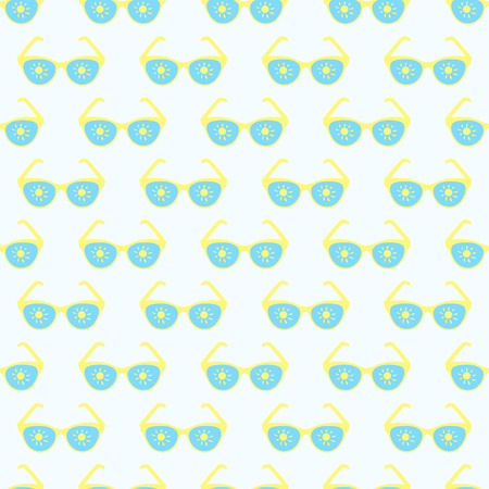 Summer seamless pattern. Sunglasses banner on the theme of vacation and travel. Suitable for printing, packaging and beach design, textiles and prints.のイラスト素材