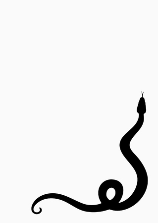 Black silhouette snake. Isolated symbol or icon snake on white background. Abstract sign snake. Vector illustration.のイラスト素材