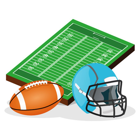 American Football Field and Ball Vector Illustrationのイラスト素材