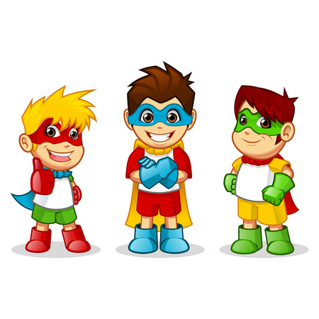 High Quality Kid Super Heroes Vector Cartoon Illustrationのイラスト素材