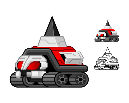 Robot Turtle Cartoon Character Include Flat Design and Outlined Version Vector Illustrationのイラスト素材