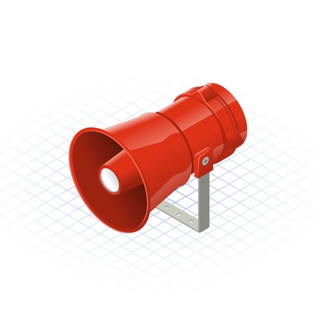 Isometric Loudspeaker Alarm Horn Sounder a Safety Equipment Vector Illustrationのイラスト素材