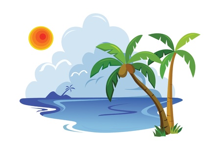 tropical landscape. vector illustrationのイラスト素材