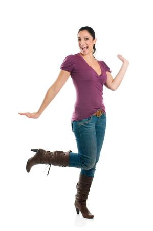 Young attractive woman in a happy pose isolated full lengthの写真素材