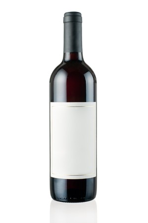 Bottle of red wine isolated on white background.の写真素材