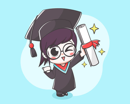 cute graduation of student cartoon characterのイラスト素材