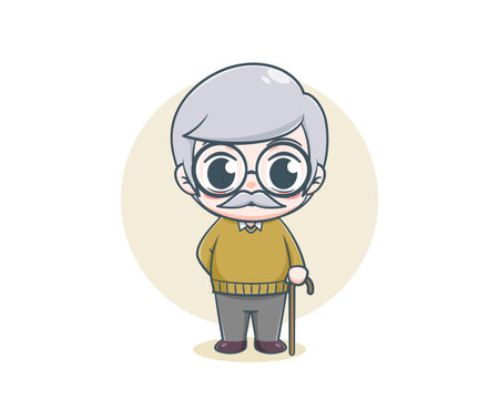 Old people avatar cartoon illustrationのイラスト素材