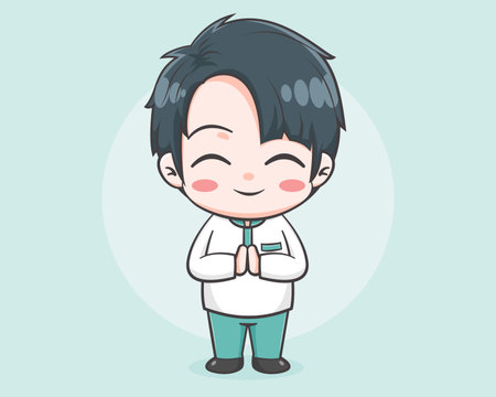 cute muslim boy cartoon characterのイラスト素材