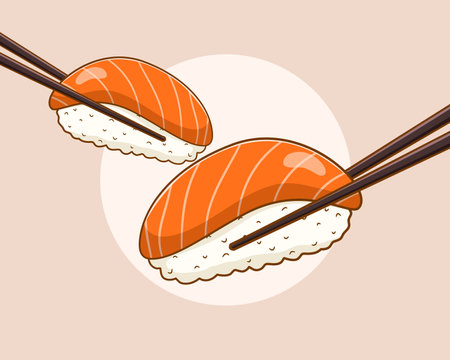 Sake sushi cartoon illustrationのイラスト素材