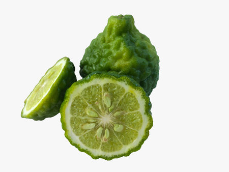bergamot sliced and fruit isolated on white background.の写真素材