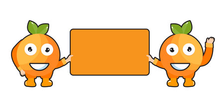 mascot illustration of an orange holding a blackboardのイラスト素材