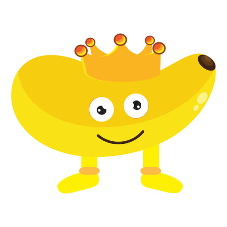 mascot banana king character in flat design vector illustrationのイラスト素材