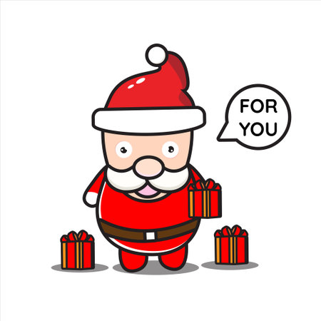 mascot illustration of santa claus giving gifts, santa claus illustration with design eps 10のイラスト素材