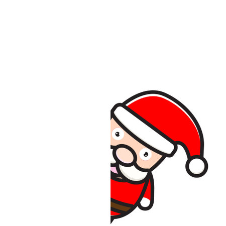 mascot illustration of santa claus behind the wall illustration vector eps 10のイラスト素材