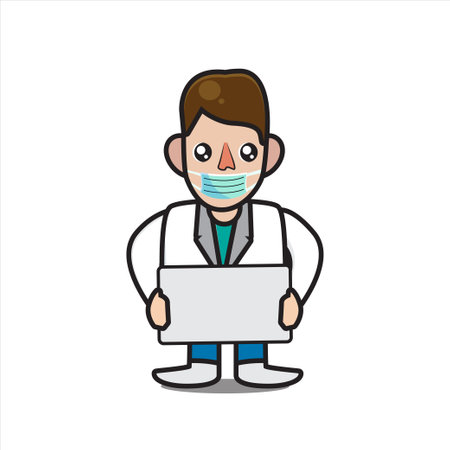 cute doctor mascot illustrationのイラスト素材