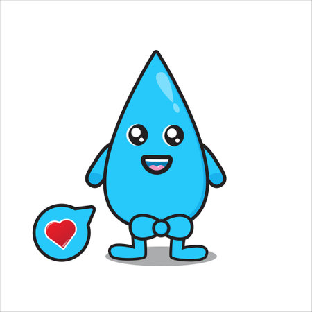 Drop of water Cute cartoon character vector with backgroundのイラスト素材