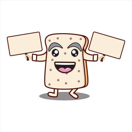 cute mascot bread vector illustration with design , cute bread vectorのイラスト素材