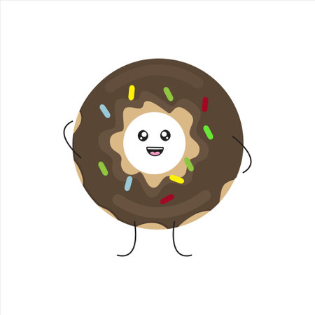 cute kawai donut mascot illustration vectorのイラスト素材